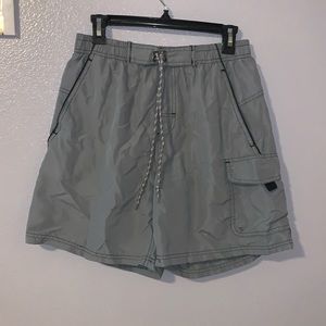 Stillwater Supply Company gray mesh lined swim trunks